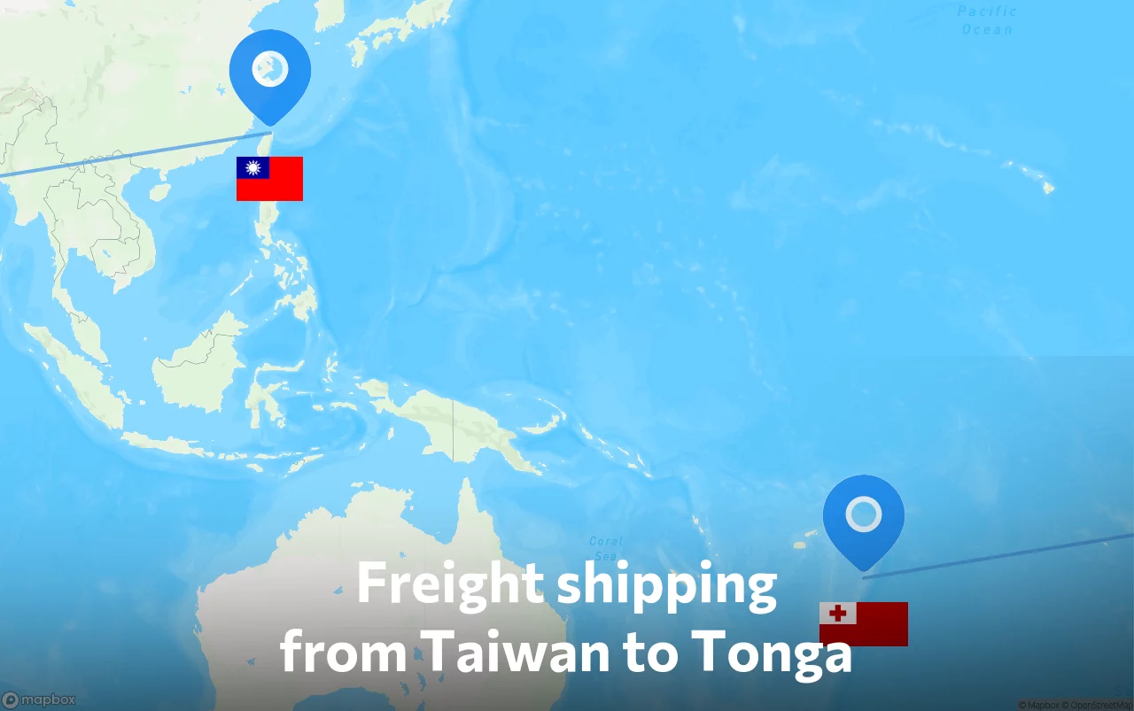 Shipping route from Taiwan to Tonga