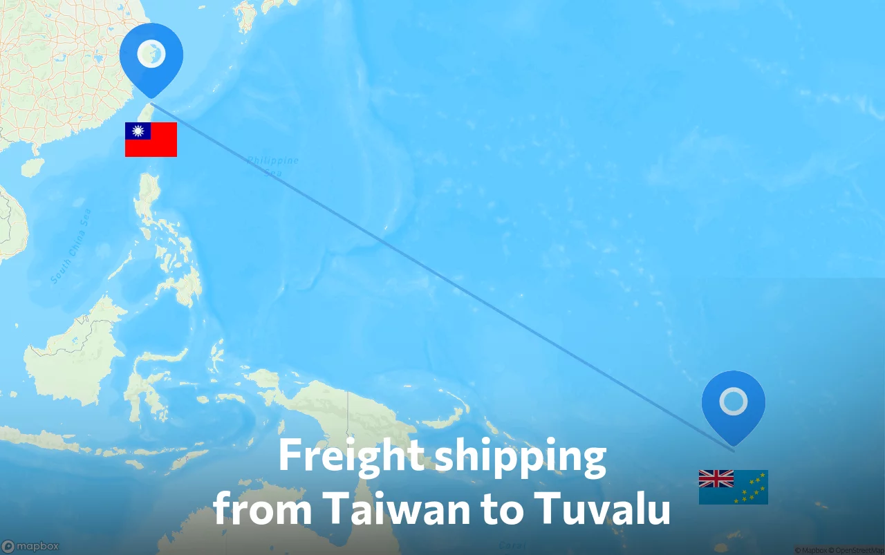 Shipping route from Taiwan to Tuvalu