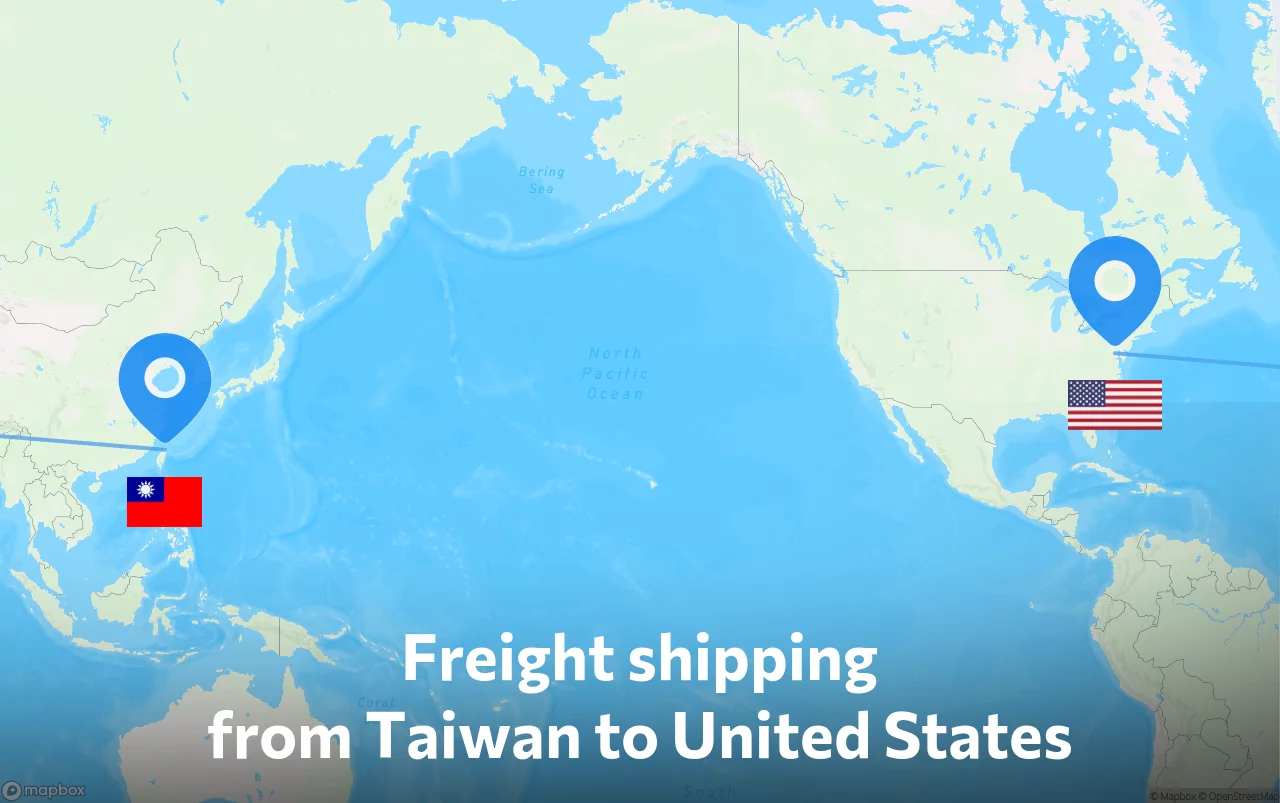 Shipping route from Taiwan to United States