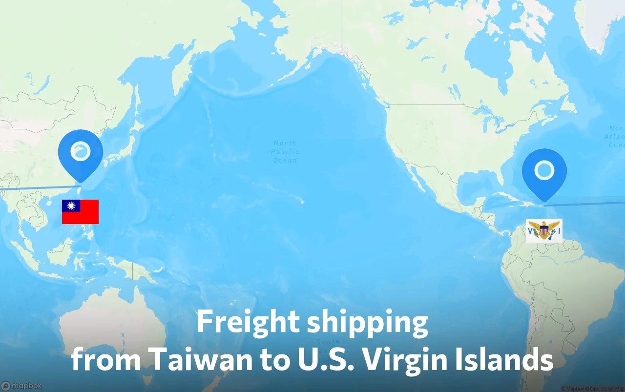 Shipping route from Taiwan to U.S. Virgin Islands