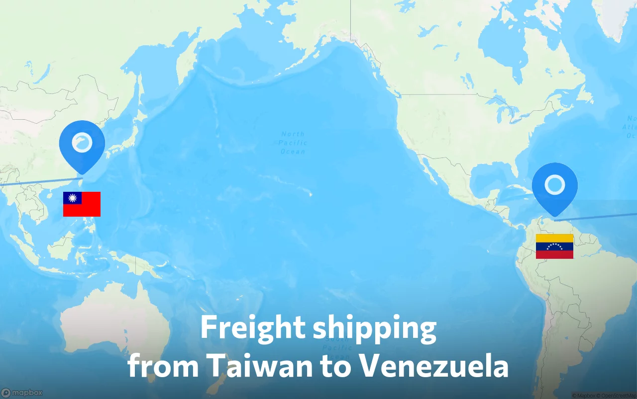 Shipping route from Taiwan to Venezuela