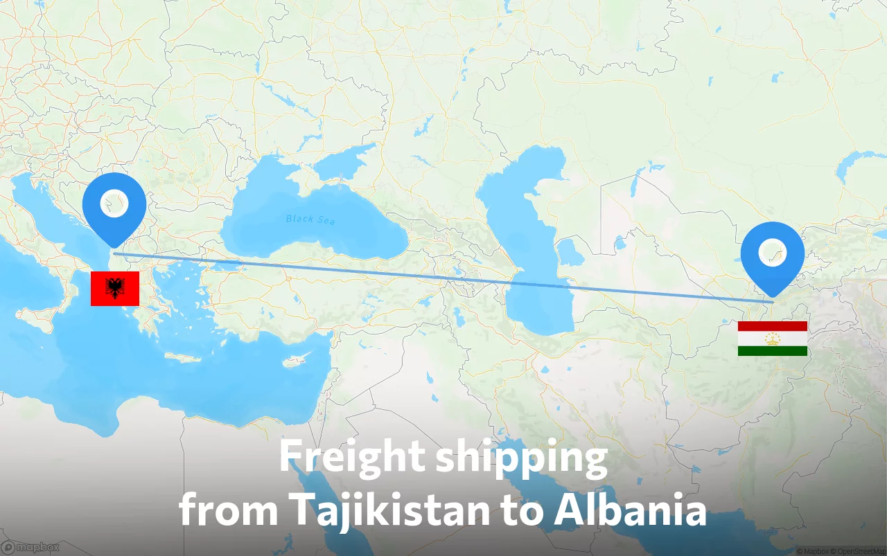 Shipping route from Tajikistan to Albania