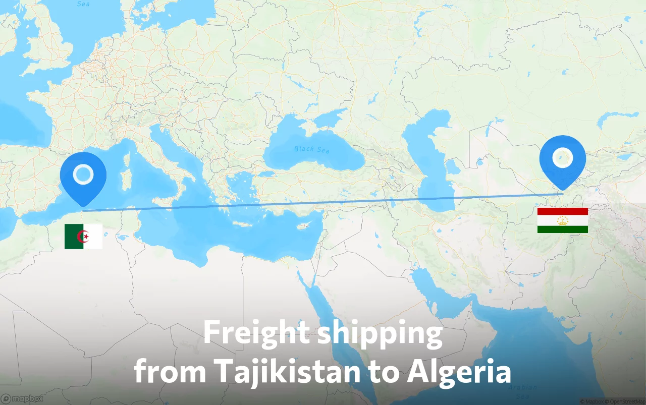 Shipping route from Tajikistan to Algeria