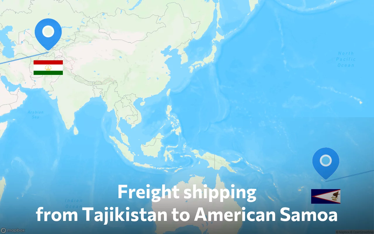 Shipping route from Tajikistan to American Samoa