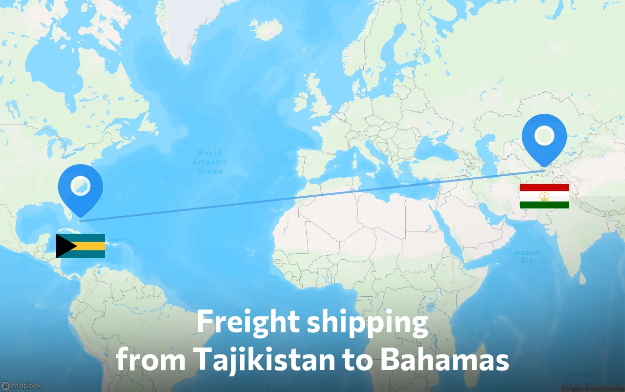 Shipping route from Tajikistan to Bahamas