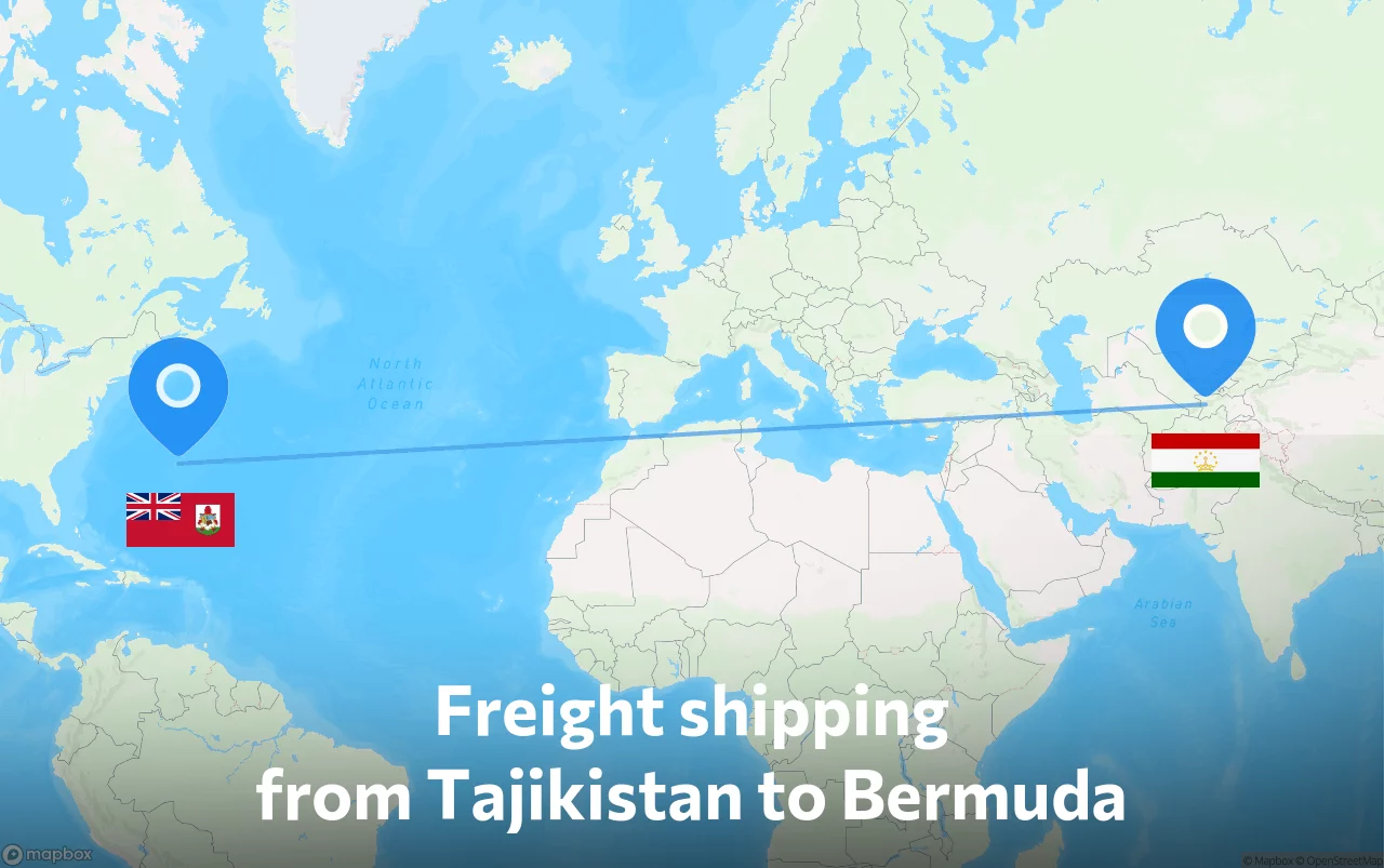 Shipping route from Tajikistan to Bermuda