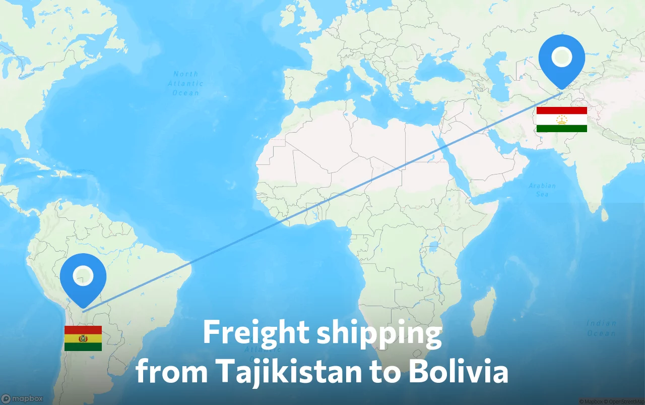 Shipping route from Tajikistan to Bolivia