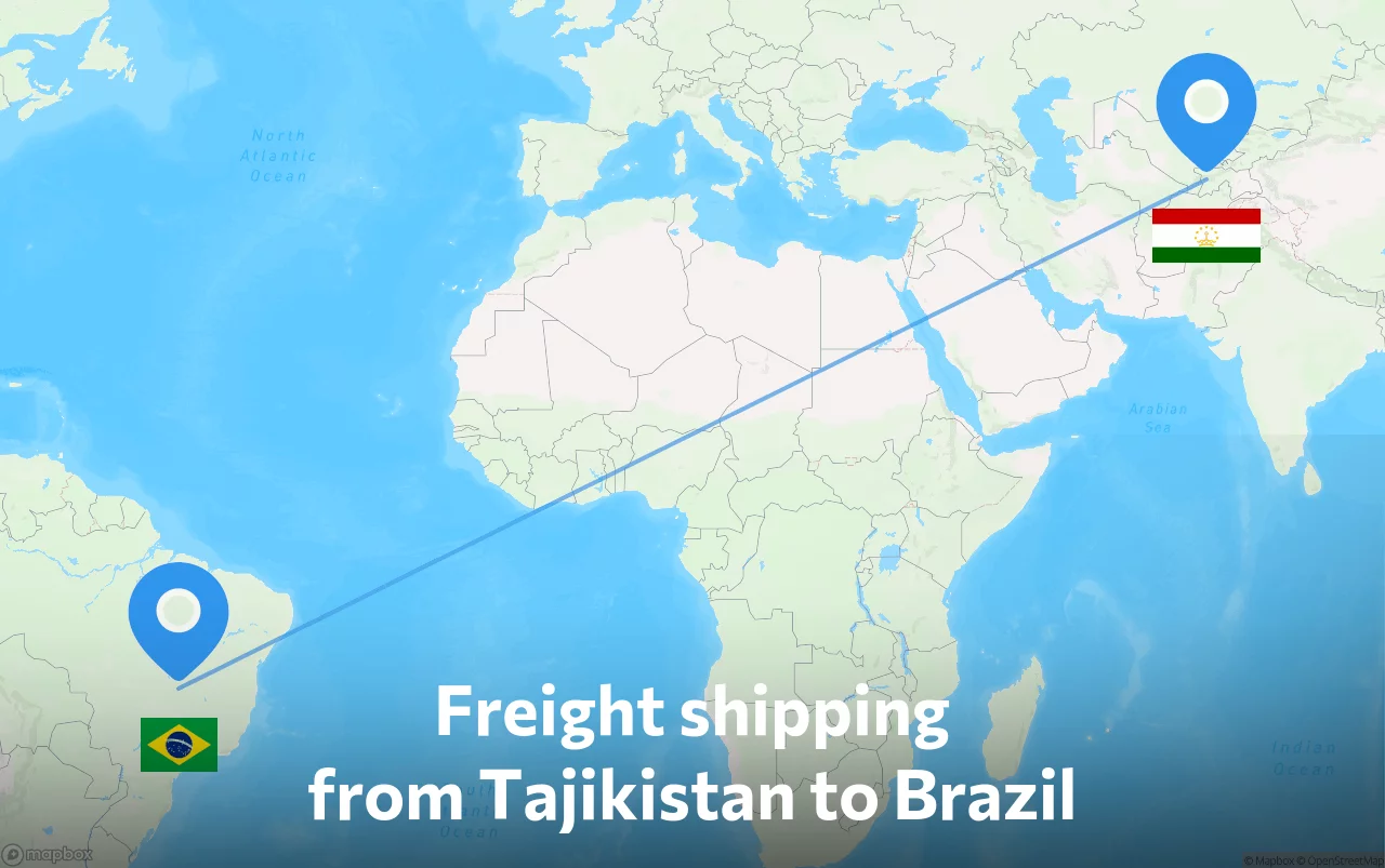 Shipping route from Tajikistan to Brazil