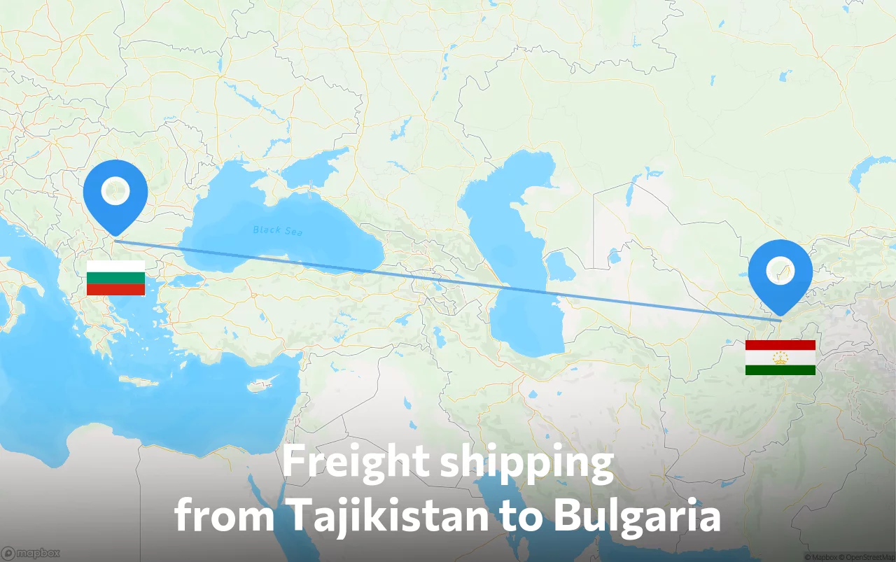 Shipping route from Tajikistan to Bulgaria