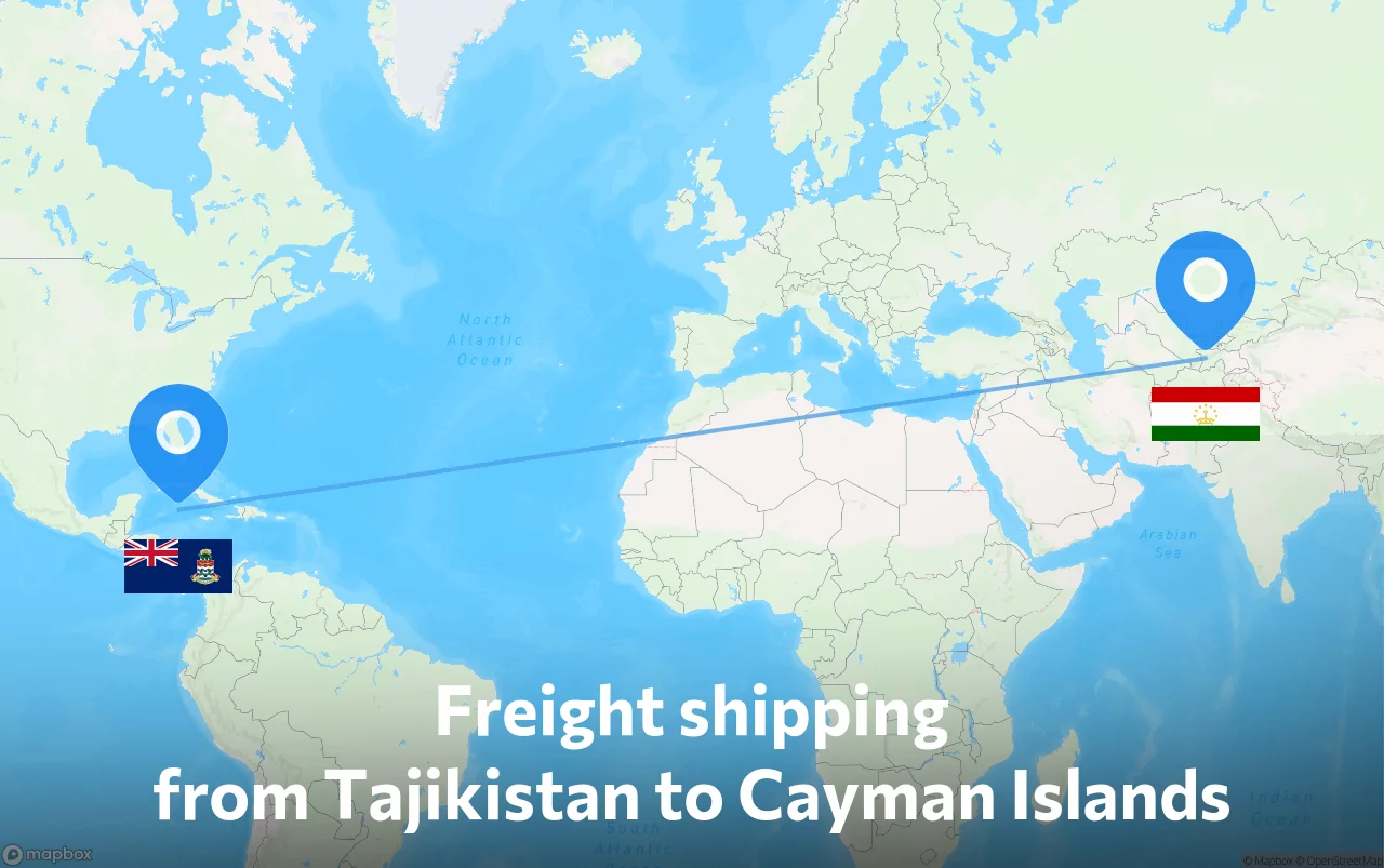 Shipping route from Tajikistan to Cayman Islands