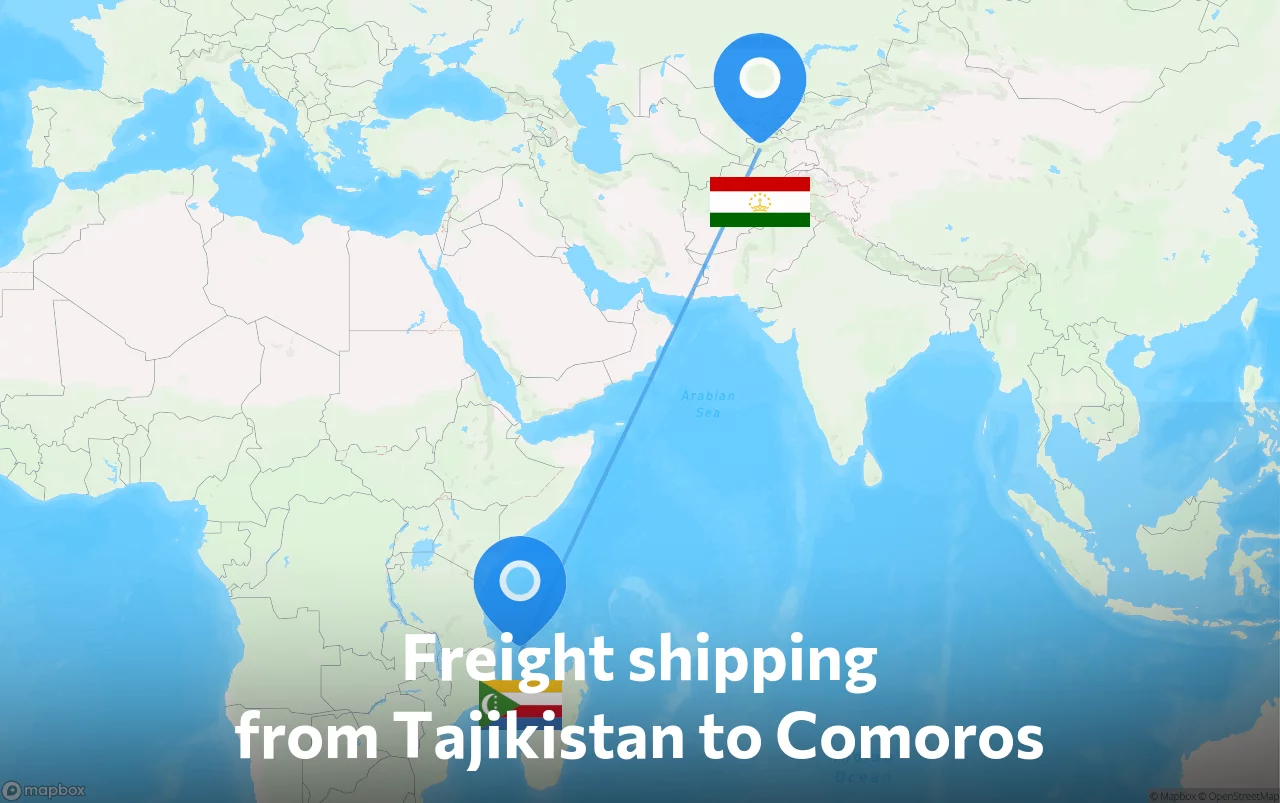 Shipping route from Tajikistan to Comoros
