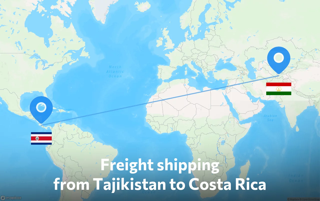 Shipping route from Tajikistan to Costa Rica