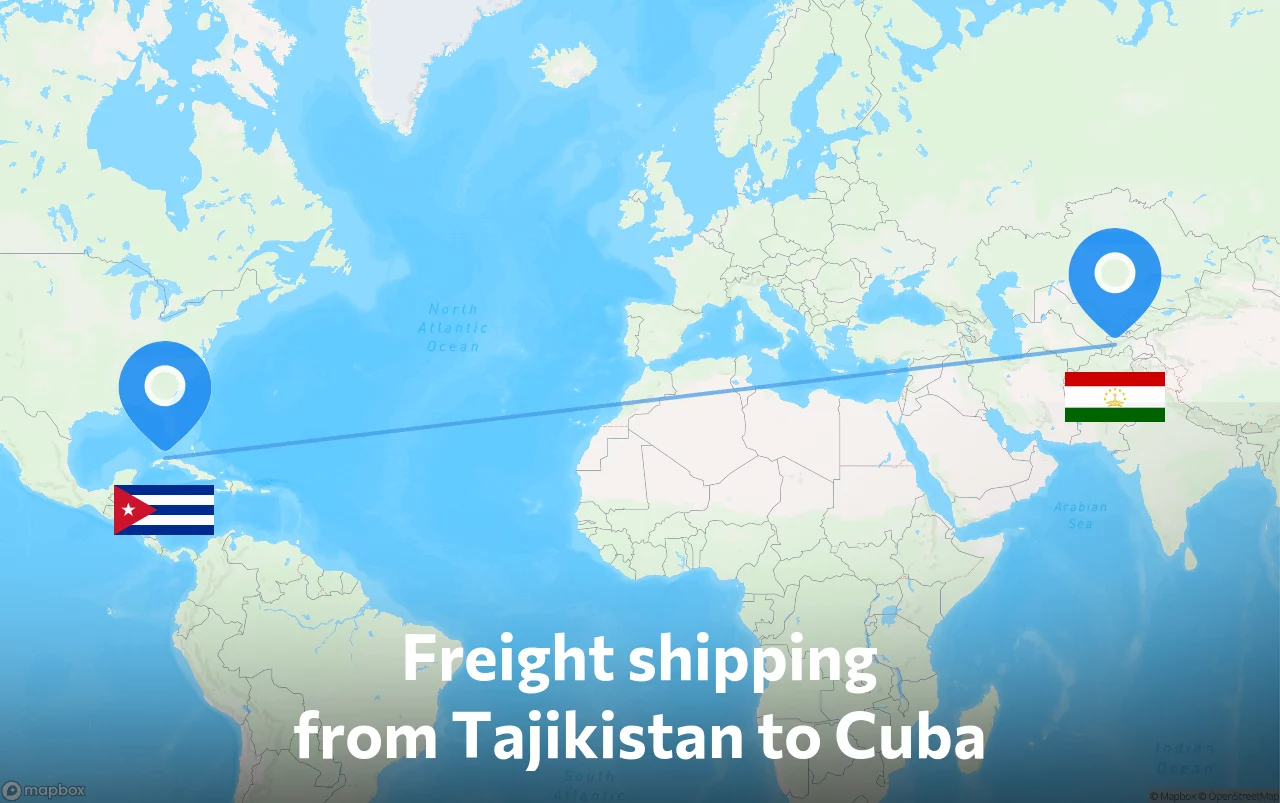 Shipping route from Tajikistan to Cuba