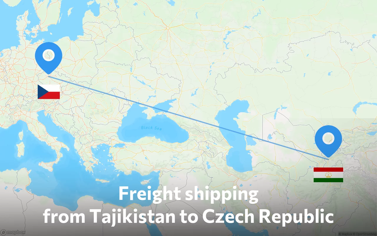 Shipping route from Tajikistan to Czech Republic
