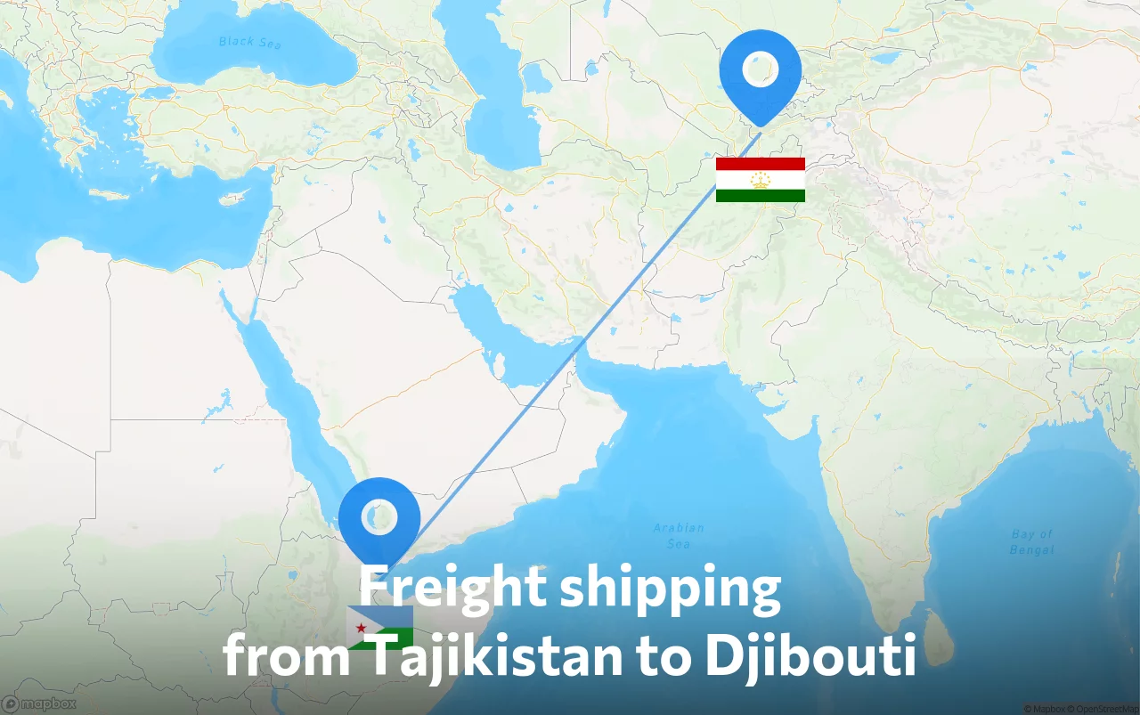 Shipping route from Tajikistan to Djibouti