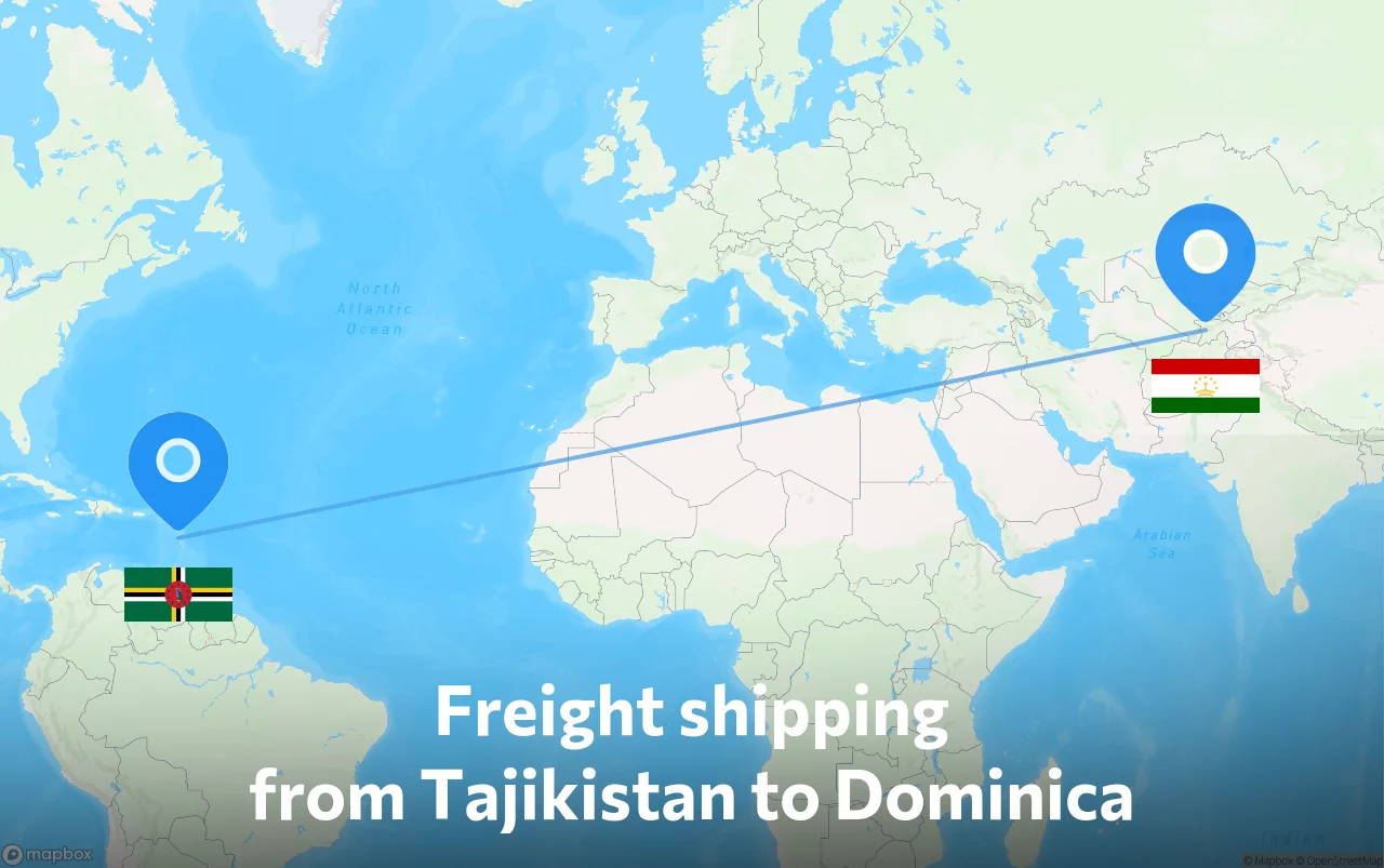 Shipping route from Tajikistan to Dominica