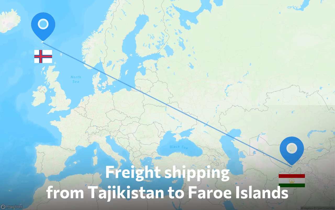 Shipping route from Tajikistan to Faroe Islands
