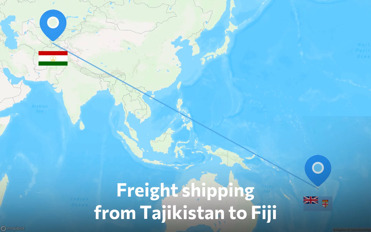 Shipping route from Tajikistan to Fiji