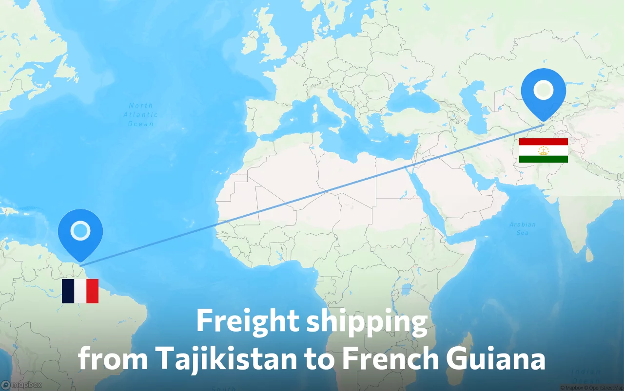 Shipping route from Tajikistan to French Guiana