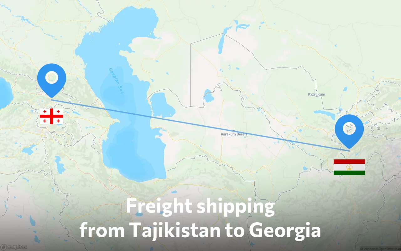 Shipping route from Tajikistan to Georgia
