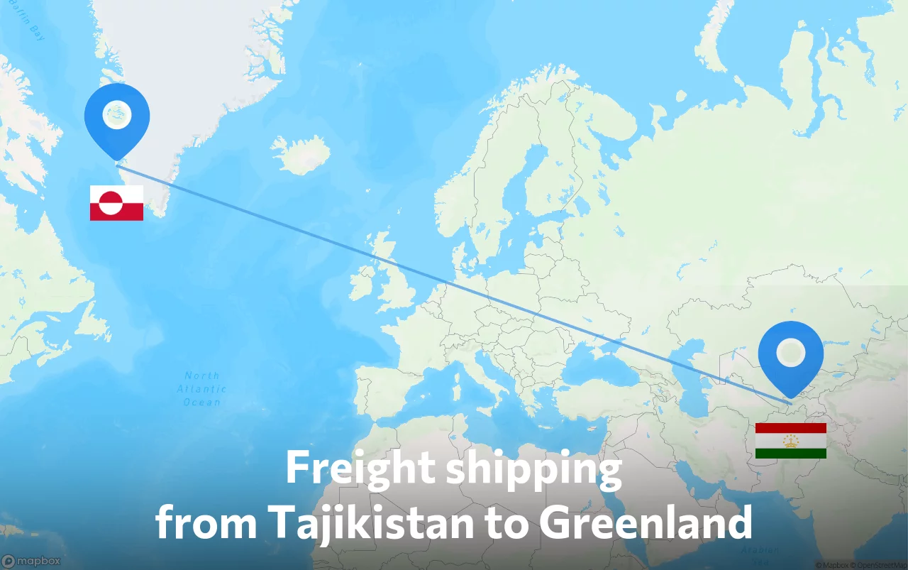 Shipping route from Tajikistan to Greenland