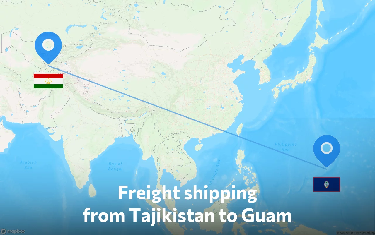 Shipping route from Tajikistan to Guam