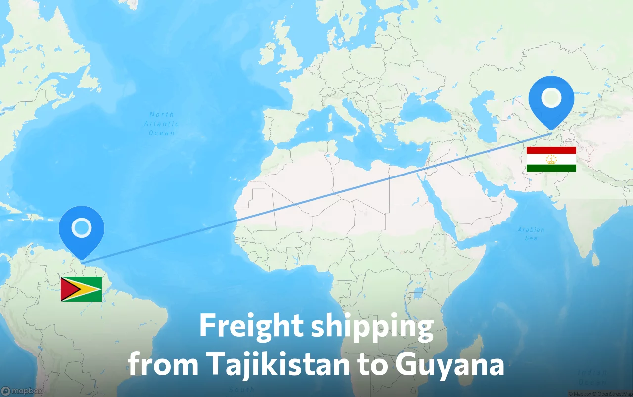 Shipping route from Tajikistan to Guyana