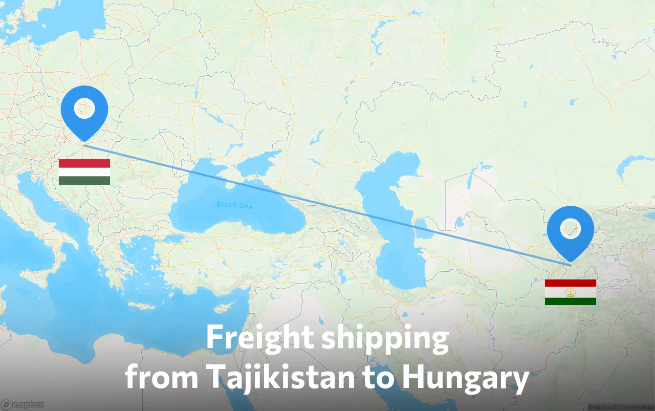 Shipping route from Tajikistan to Hungary