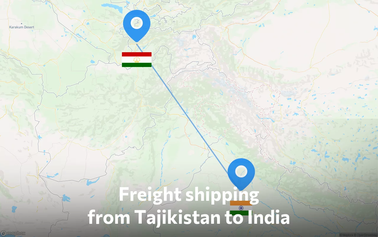 Shipping route from Tajikistan to India