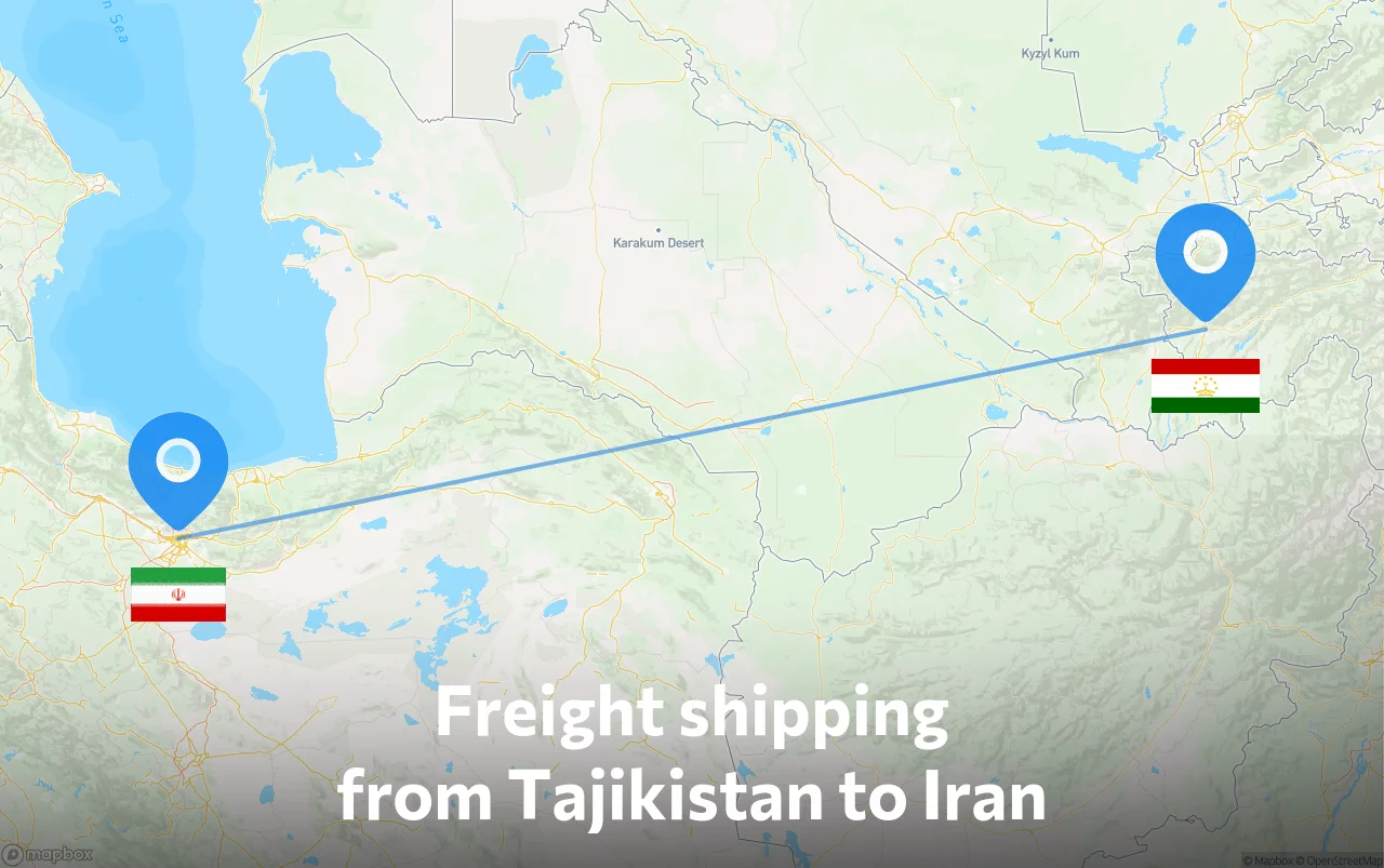 Shipping route from Tajikistan to Iran