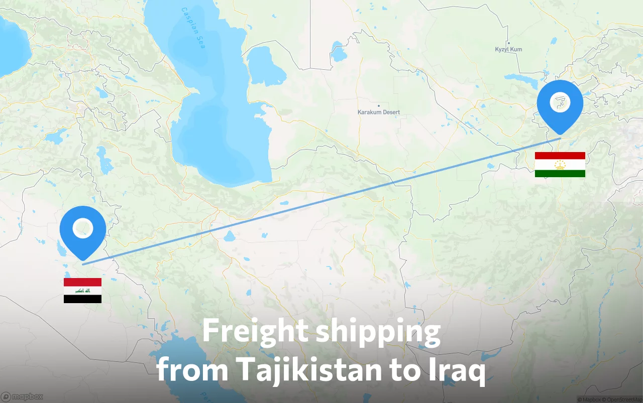 Shipping route from Tajikistan to Iraq