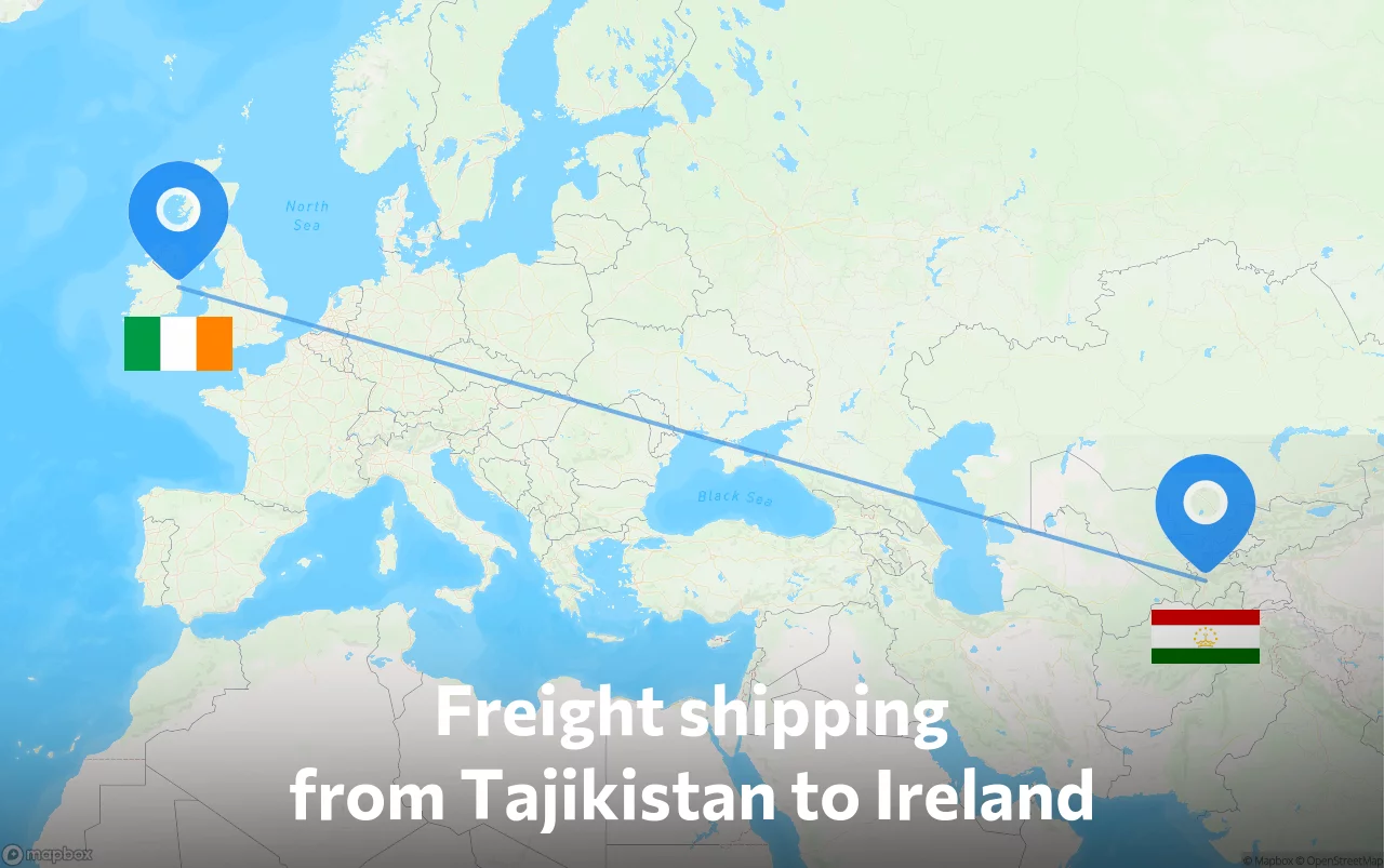 Shipping route from Tajikistan to Ireland