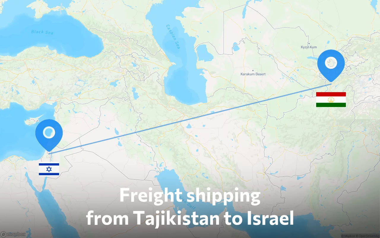 Shipping route from Tajikistan to Israel