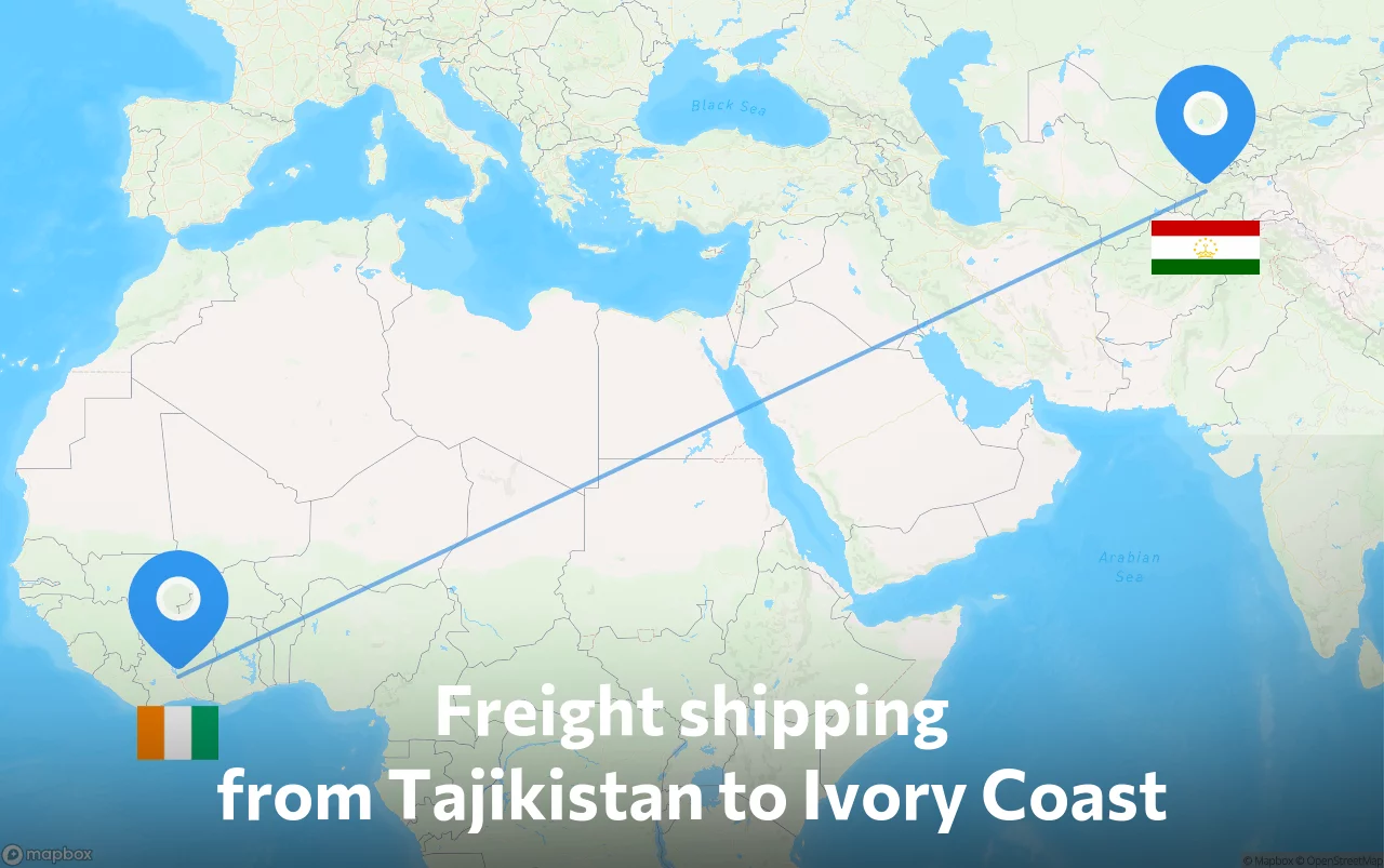 Shipping route from Tajikistan to Ivory Coast