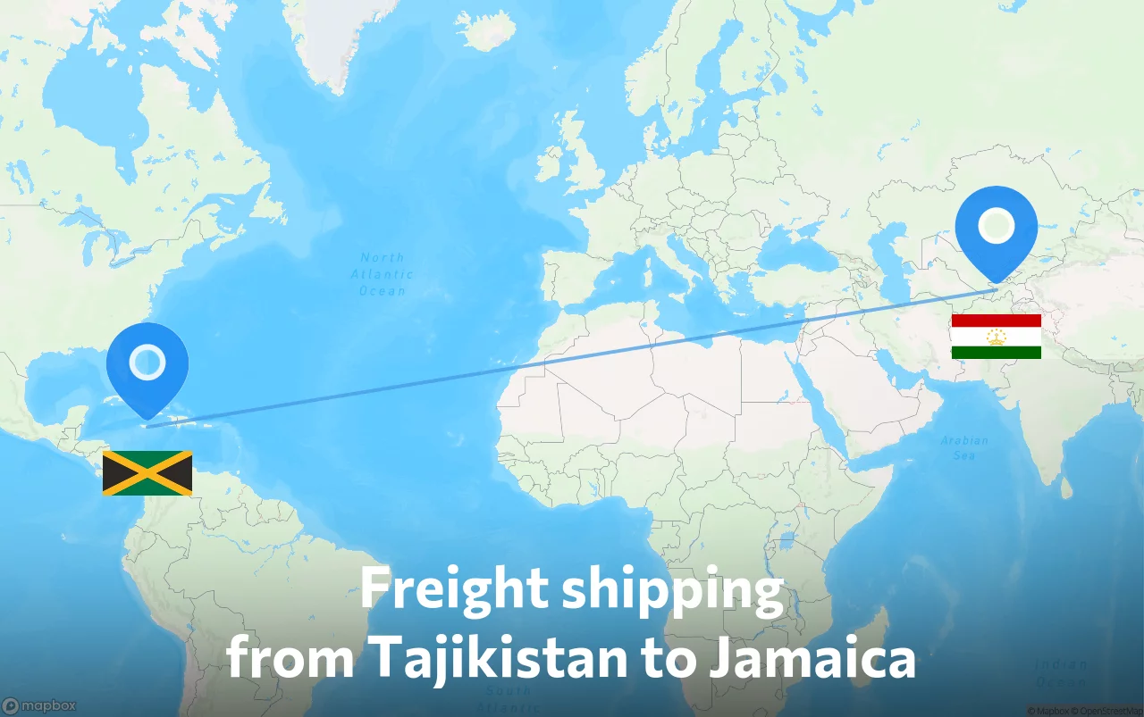 Shipping route from Tajikistan to Jamaica