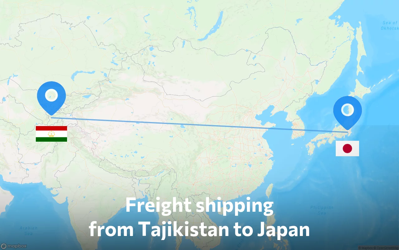 Shipping route from Tajikistan to Japan