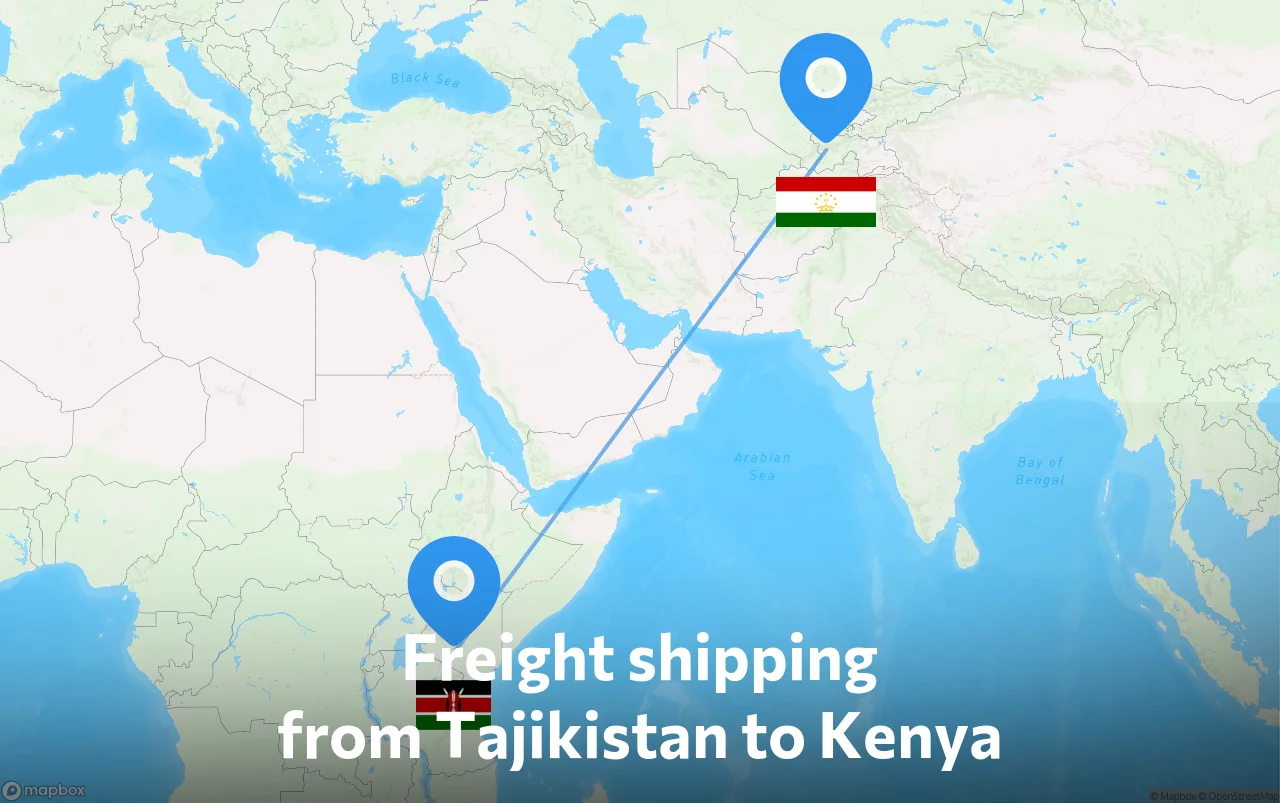 Shipping route from Tajikistan to Kenya