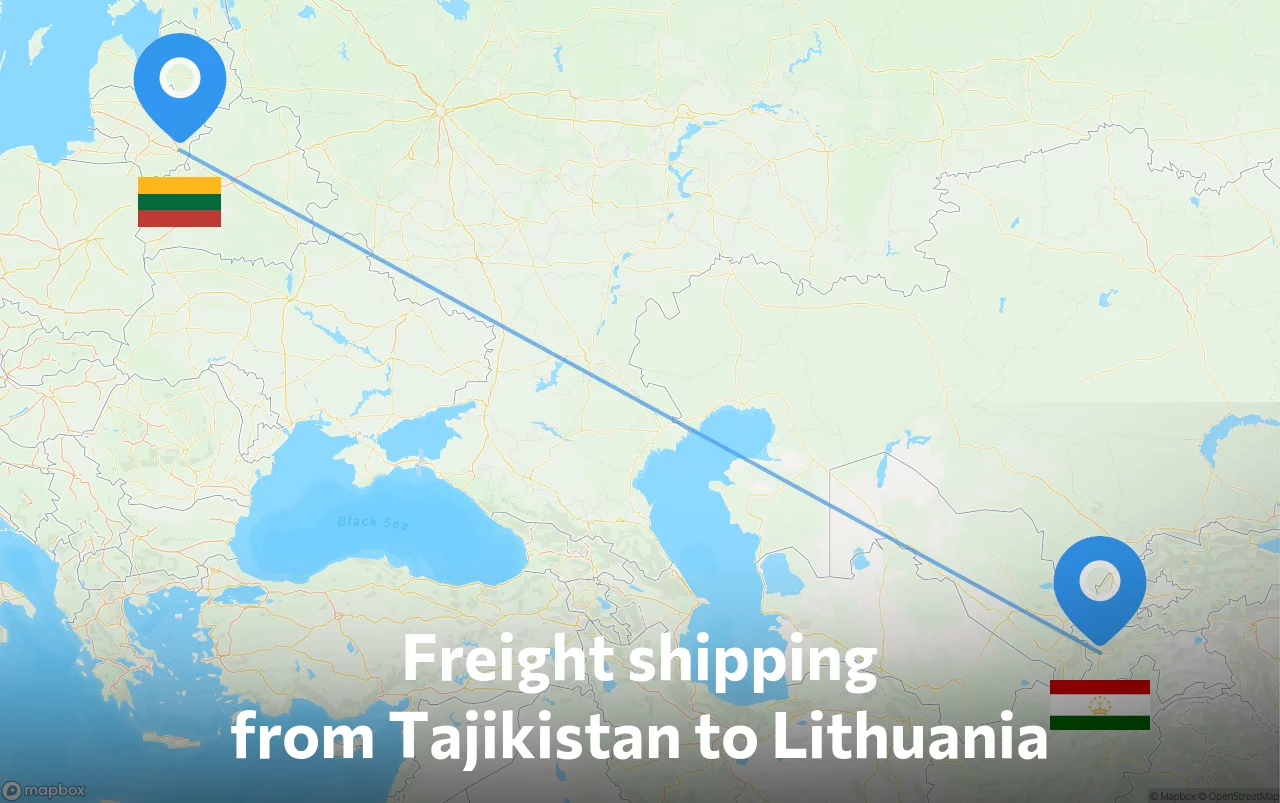 Shipping route from Tajikistan to Lithuania