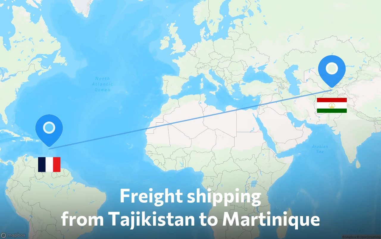 Shipping route from Tajikistan to Martinique