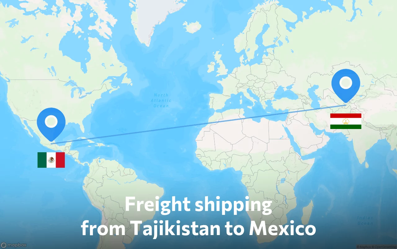 Shipping route from Tajikistan to Mexico