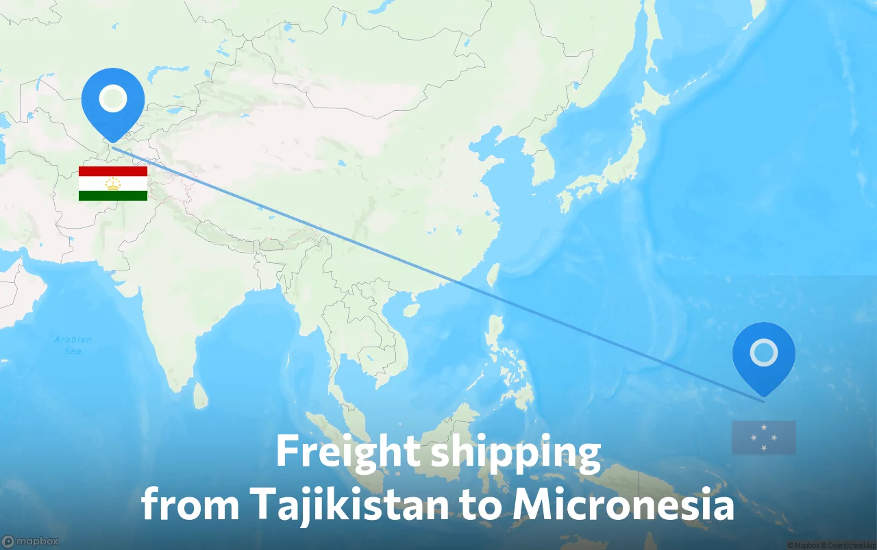 Shipping route from Tajikistan to Micronesia