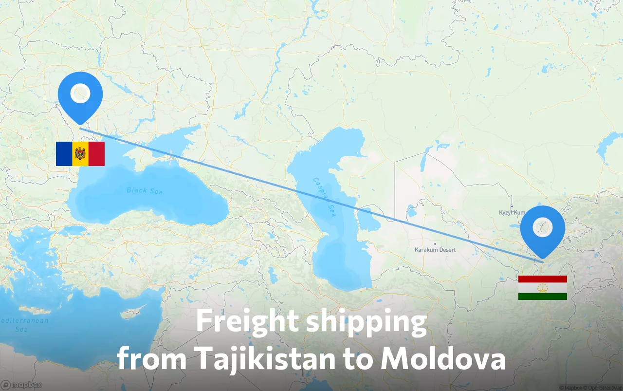 Shipping route from Tajikistan to Moldova