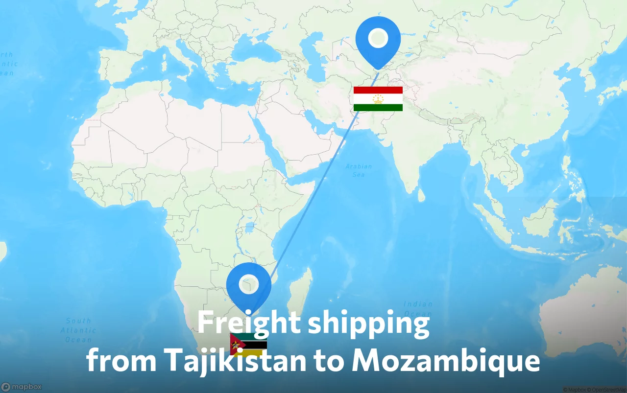 Shipping route from Tajikistan to Mozambique