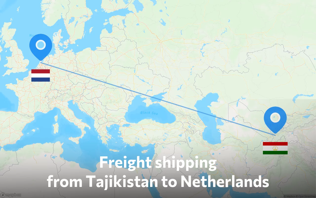 Shipping route from Tajikistan to Netherlands