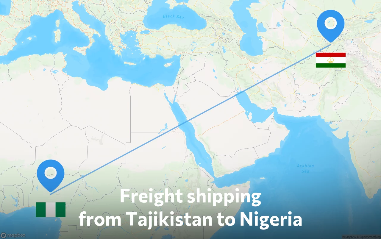 Shipping route from Tajikistan to Nigeria