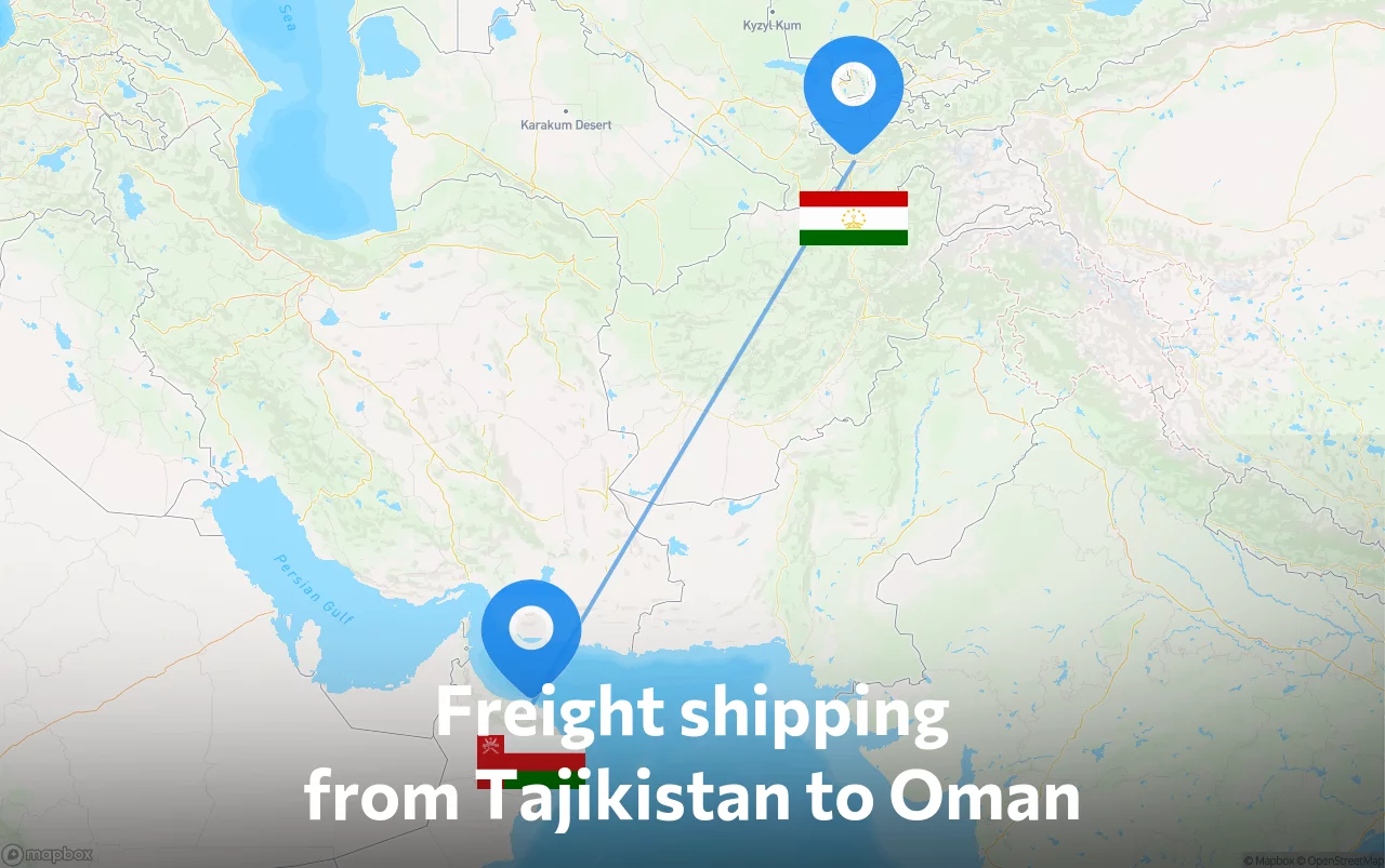 Shipping route from Tajikistan to Oman
