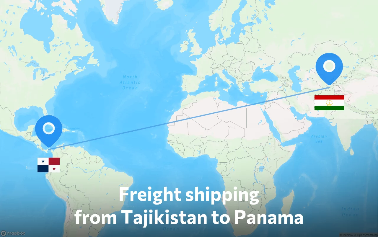 Shipping route from Tajikistan to Panama