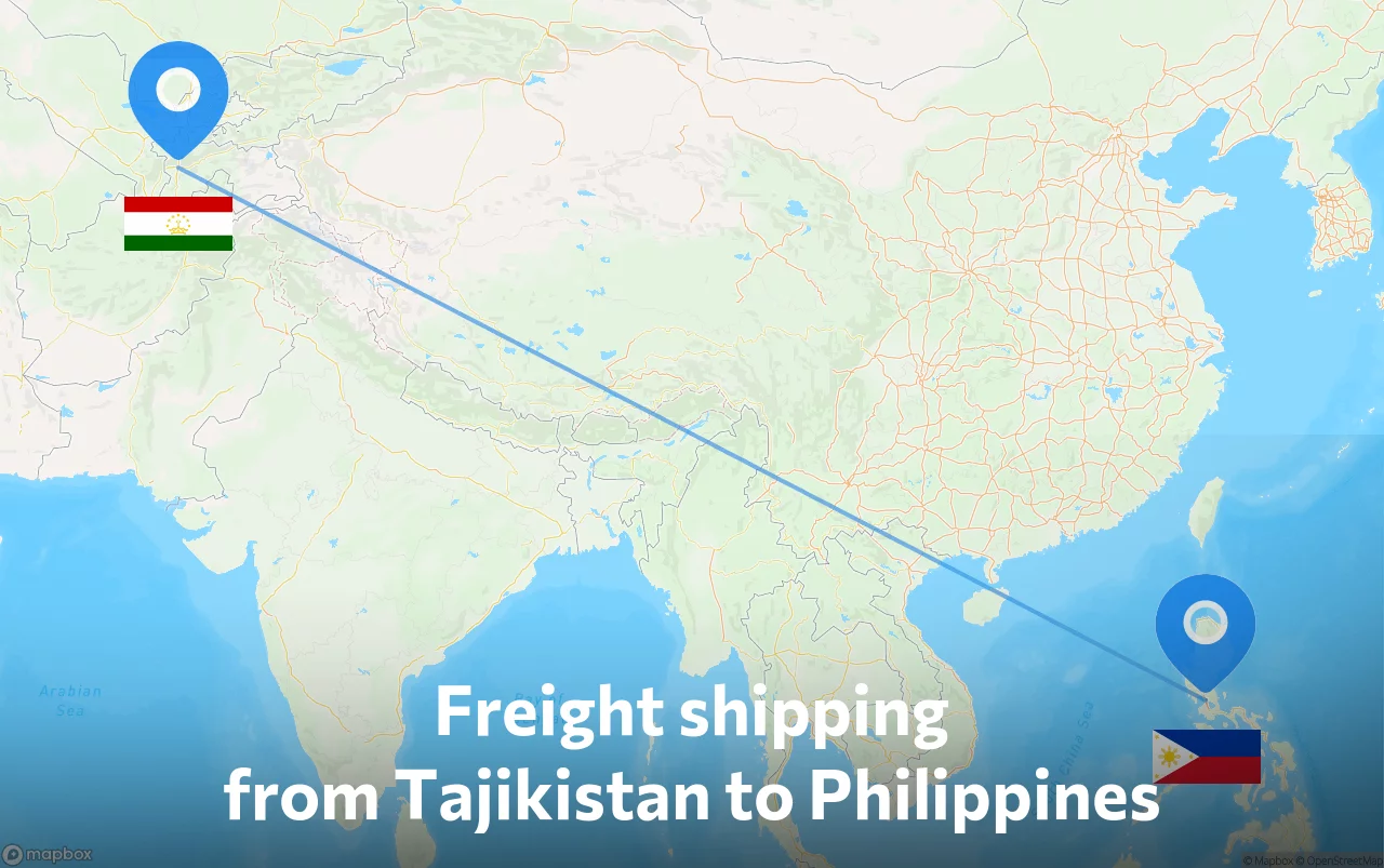 Shipping route from Tajikistan to Philippines