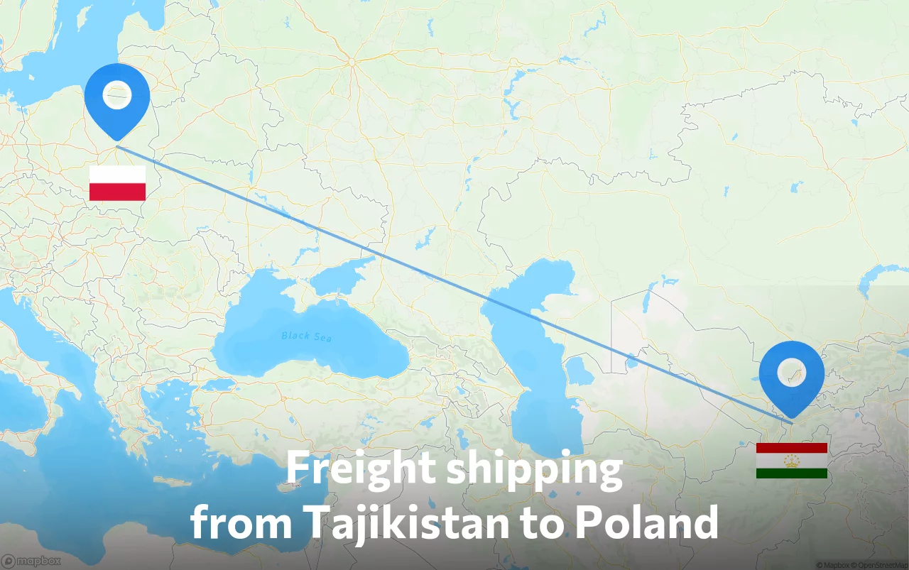Shipping route from Tajikistan to Poland