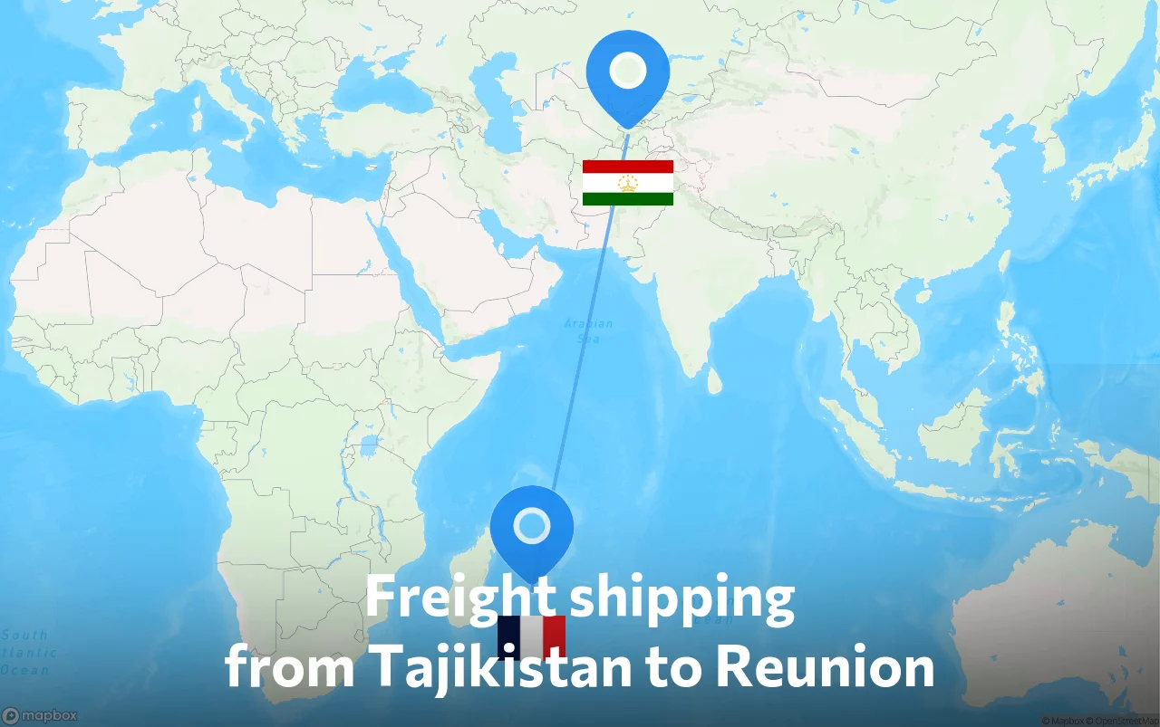 Shipping route from Tajikistan to Reunion